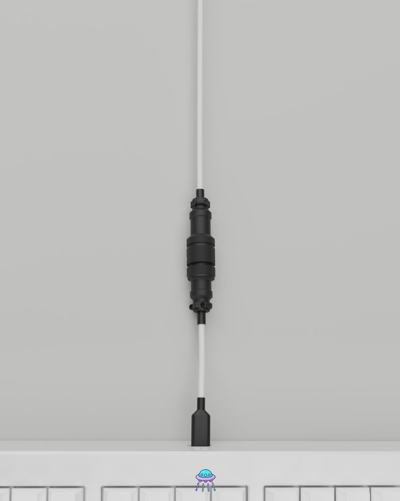 Cable Conector Ridges Black on White Custom Coiled Cable for Mechanical Keyboards – Made to ...