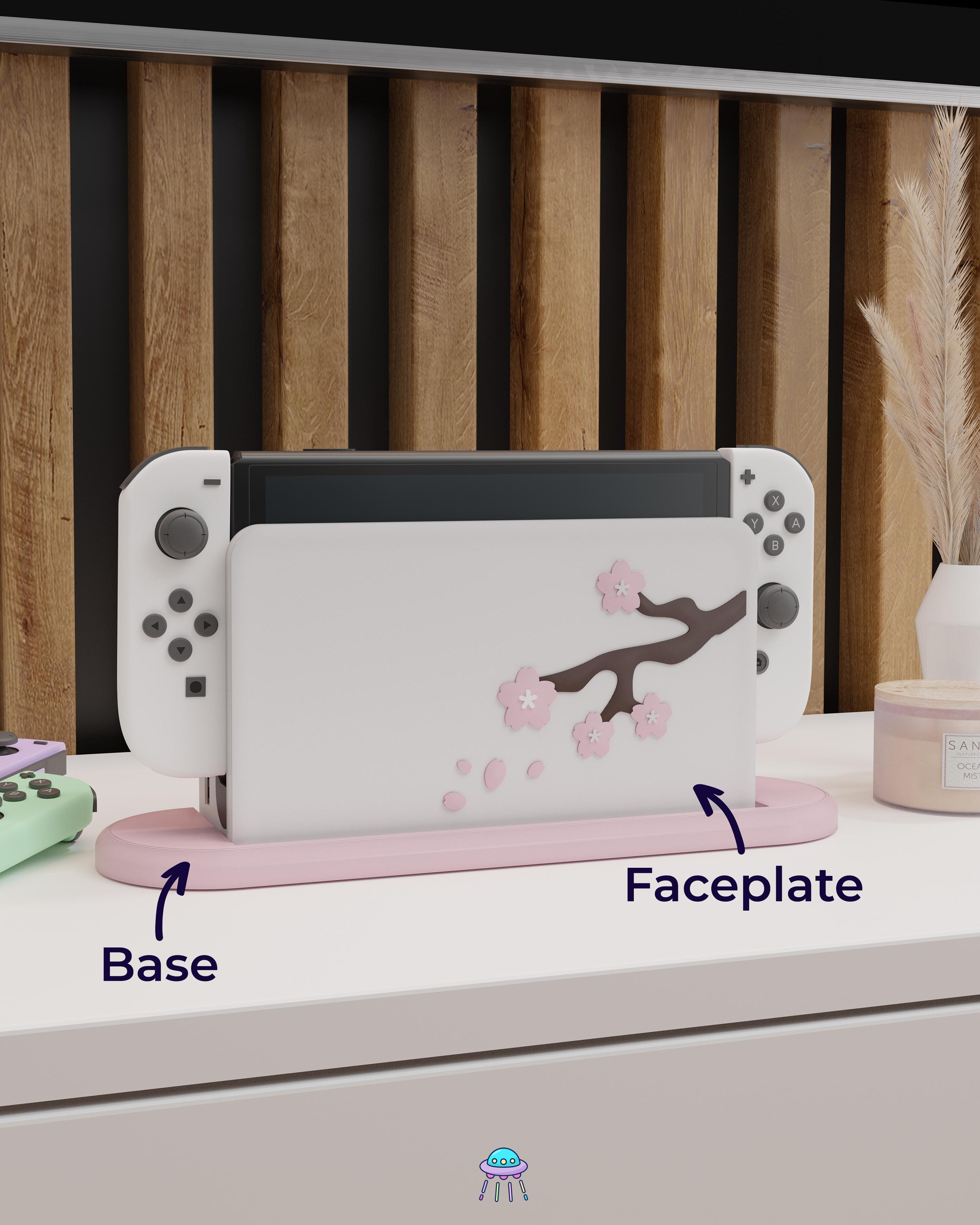Nintendo Switch OLEDおよびLED用桜の木ドックカバー – 桜デザイン