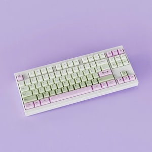 Cafe Cake Dessert Themed Keycap Set | Green and Pink Gradient | Cherry Profile Dyesub PBT keycaps | 177 Piece Set for Most Keyboard Layouts