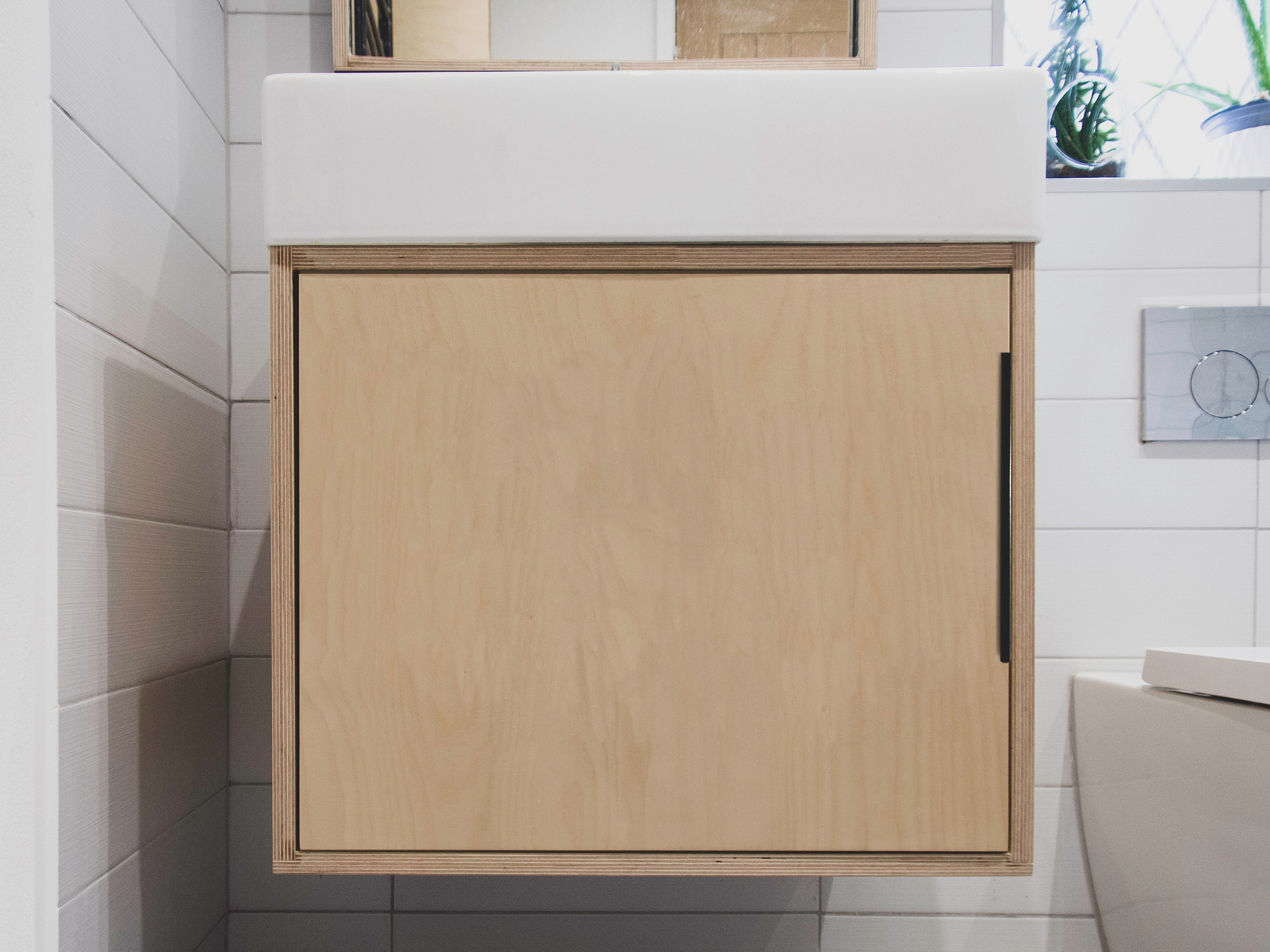 Meuble Vasque Salle De Bain 3 Tiroirs – Style Européen, Motif Bouleau, En Contreplaqué, 18 Pouces