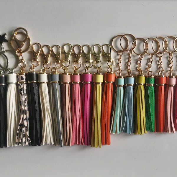 Leather Tassel Keychain - Bag Tag - Bag Charm - Accessories - Gift - Gold Clasp