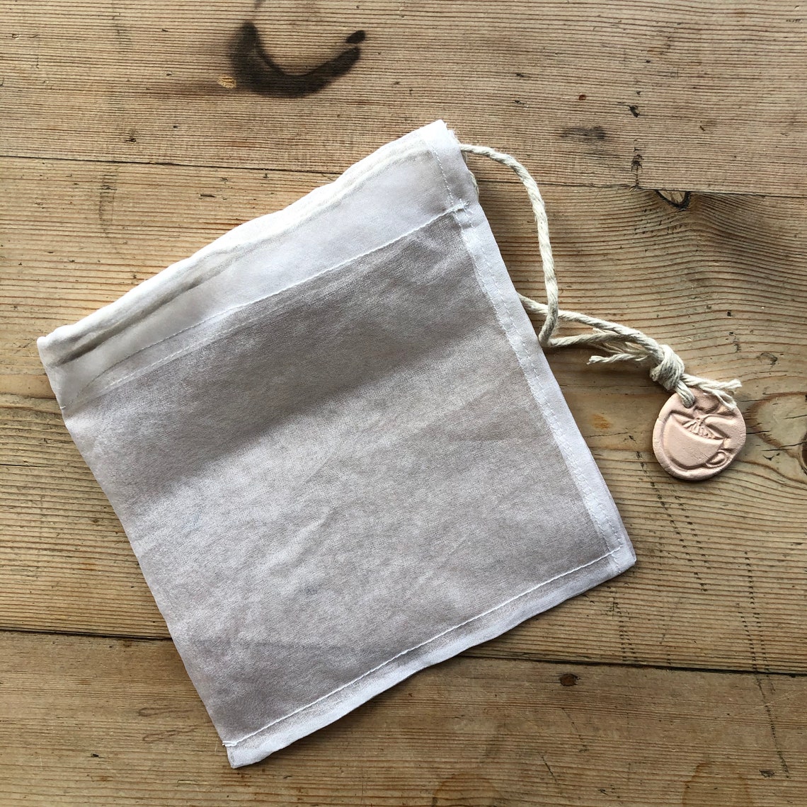 Handmade Reusable Drawstring Tea Bag in Organic Silk by Studio Slug