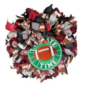Large Football Mesh Wreath, Game Day Decor, Sports Fan Wreath, Football Theme Door Wreath,  Tailgate Party Decor, Handmade Sports Wreath