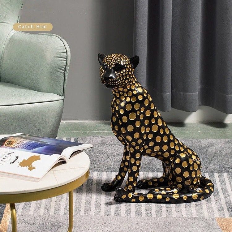 MD-11180 Leopard Statues Home Decor Resin Interior Figurines