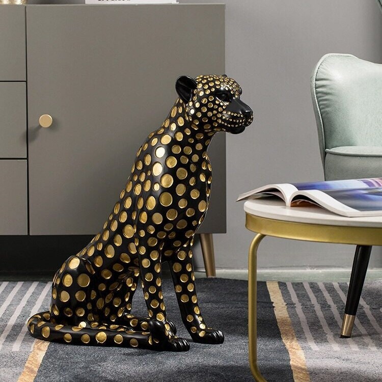 MD-11180 Leopard Statues Home Decor Resin Interior Figurines