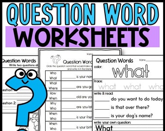 Fragewörter: Fragen schreiben, Sortieren, Partnerarbeit, Arbeitsblätter Kindergarten Erste Klasse Zweite Klasse Homeschool Printable PDF