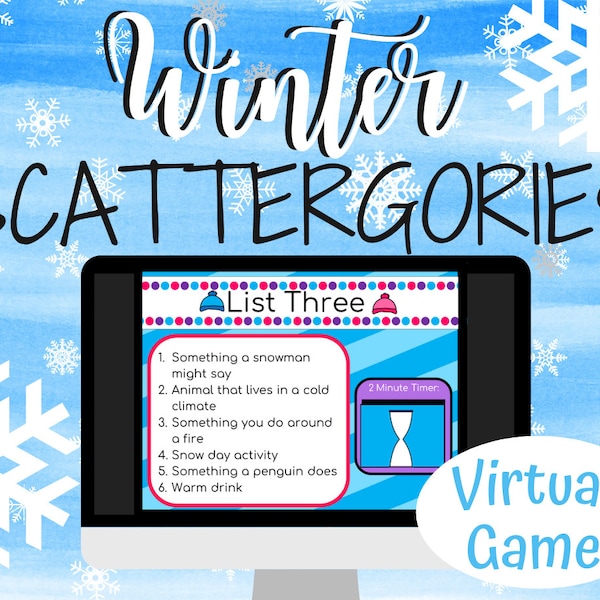 Winter Scattergories / Zoom Game / Google Meet Game / Virtual Winter Party