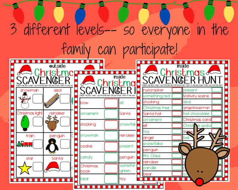 Christmas Scavenger Hunt Printable: Indoor and Outdoor Versions - Etsy