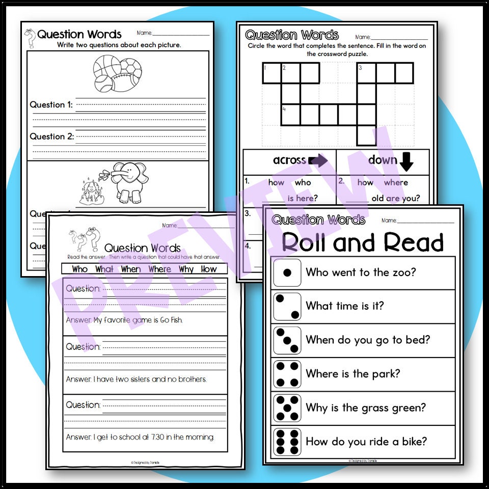 Question Words: Writing Questions, Sort, Partner Work, Worksheets ...