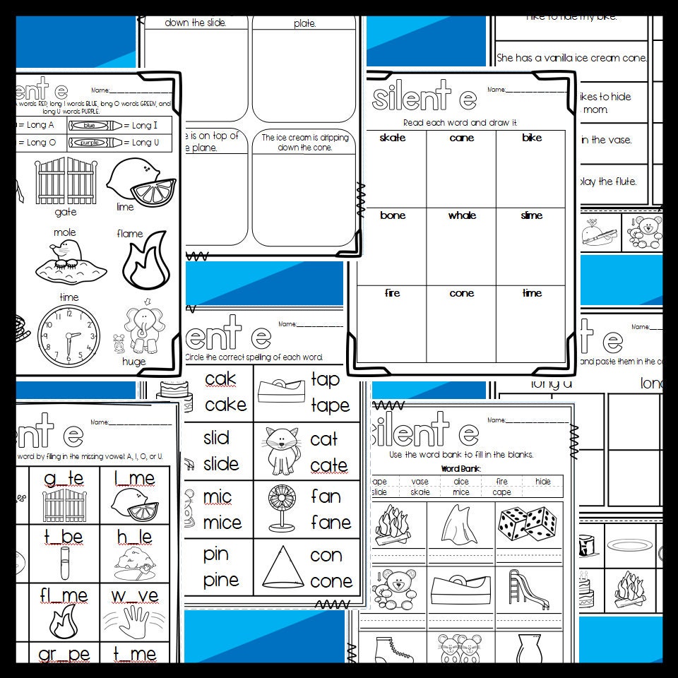 48 Long Vowel Silent E Worksheets: First Grade (Instant Download) Etsy 48 Long Vowel Silent E Worksheets: First Grade (Instant Download) Etsy