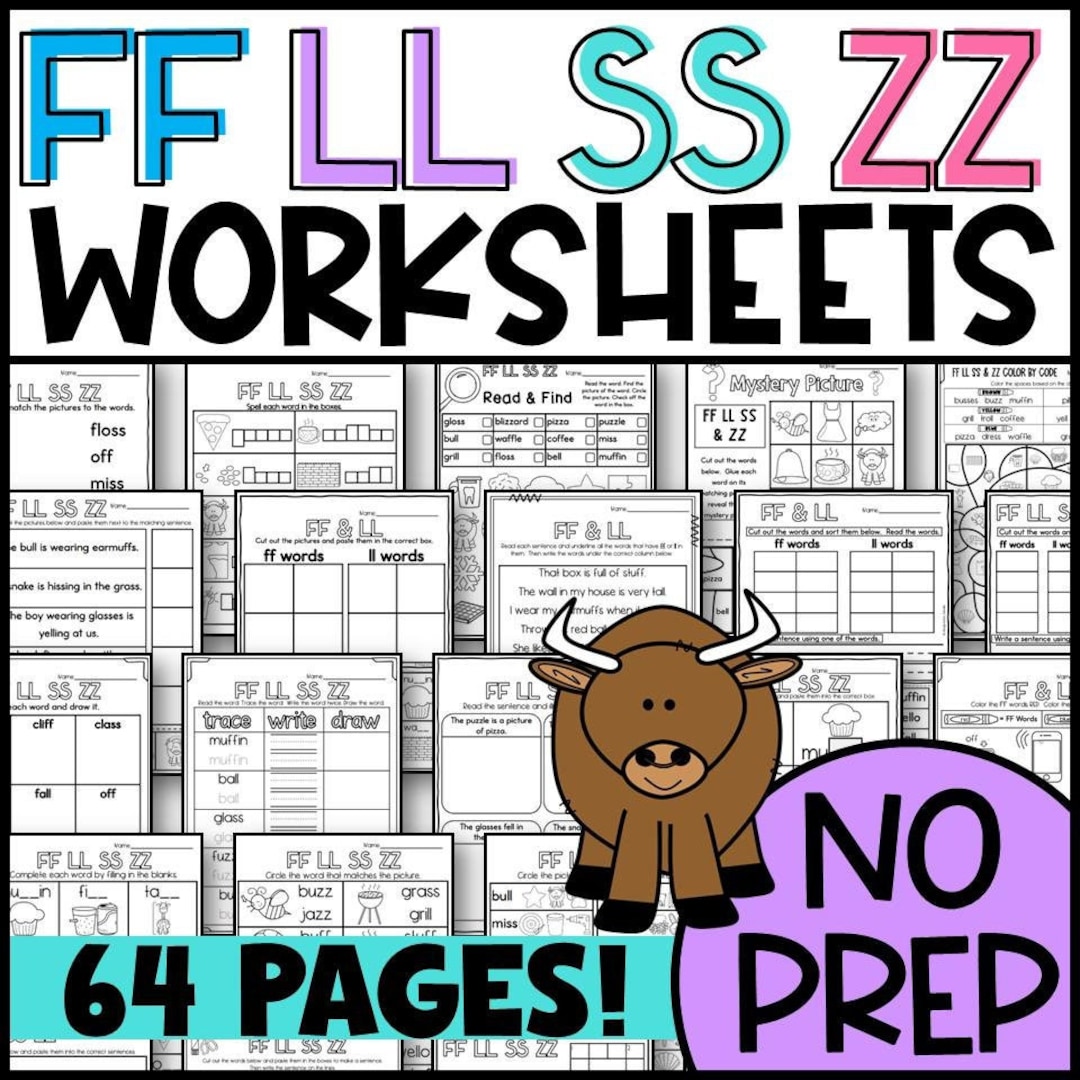 Double Consonant Worksheets Ll FF SS ZZ: Cloze, Sorts, Read & Draw ...