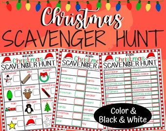 Christmas Scavenger Hunt Printable: Indoor and Outdoor Versions