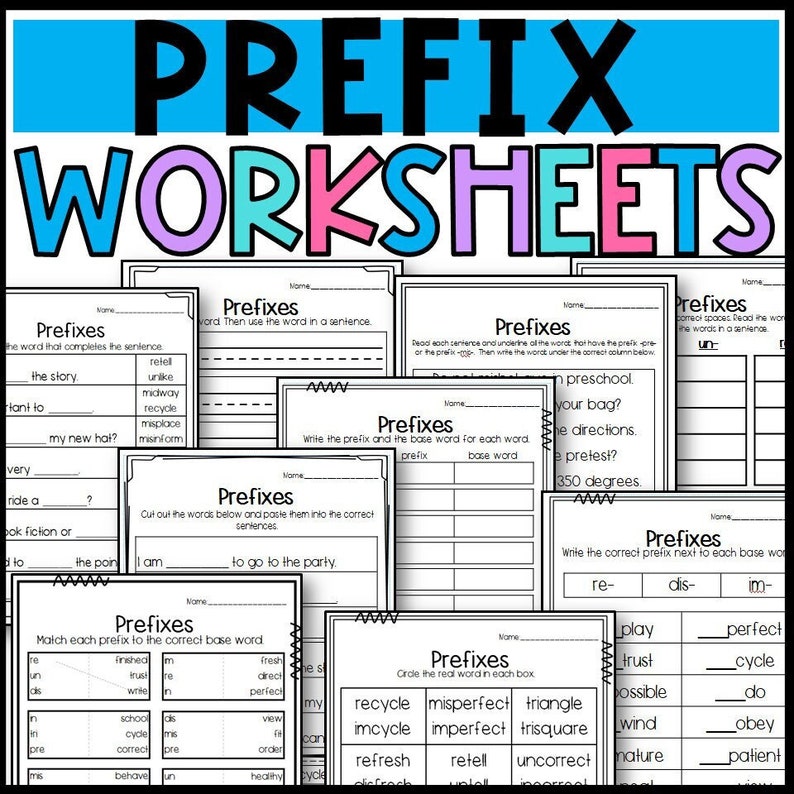 Prefix Worksheets: First and Second Grade Printable Worksheets to Work ...