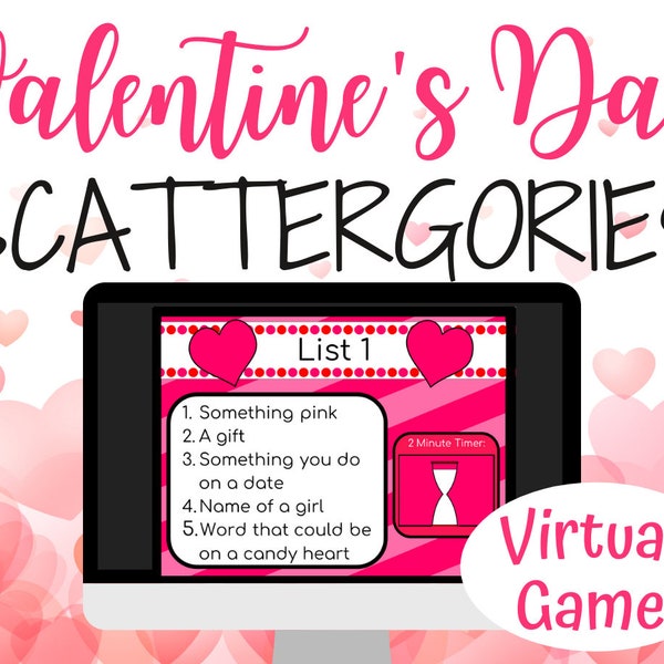 Valentines Day Scattergories / Zoom Game / Google Meet Game / Virtual Party