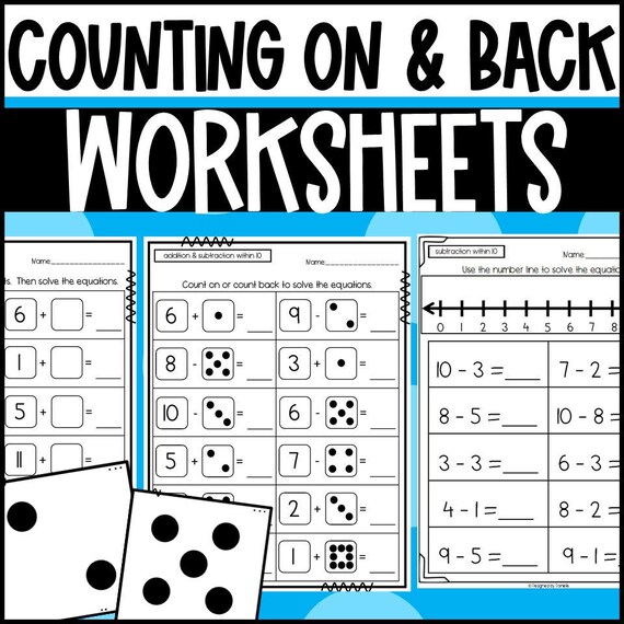 Counting on to Add and Counting Back to Subtract Worksheets Etsy
