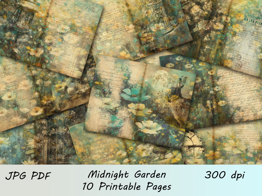 Midnight Garden Junk Journal Kit Vintage Journal Papers - Etsy Australia