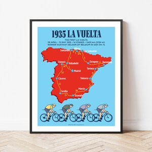 La Vuelta Routekaart - Fietsen Print - Fietsen Wall Art - Fietsen Gift - Print - Poster - Decor van het huis