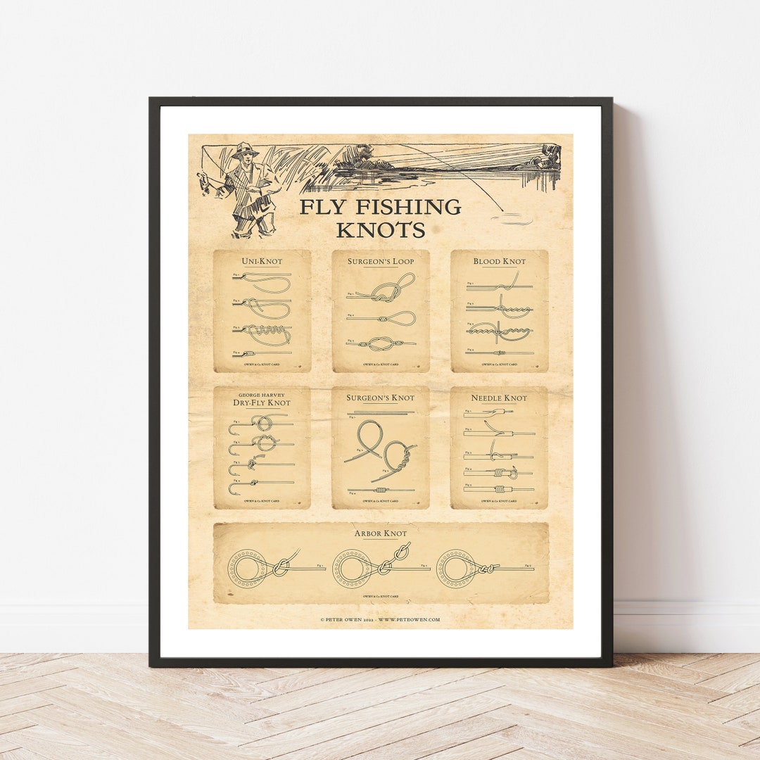 Vintage Fly Fishing Knots Print 