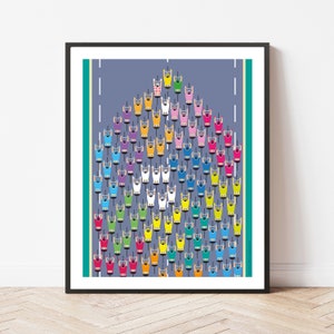 Impression de cyclisme Peloton City - Impression d'art mural cyclisme - Cadeau pour fan de cyclisme - Décoration d'intérieur