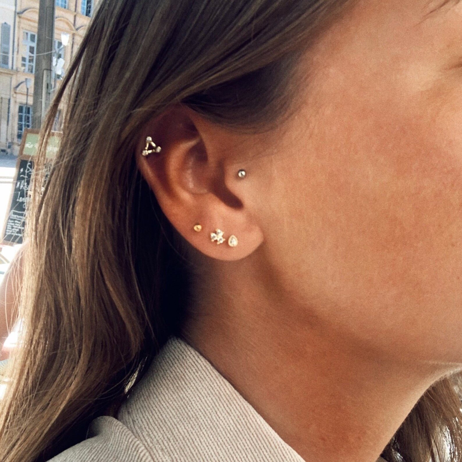 Piercing Boule acier inoxydable & zircon Tragus Hélix Lobe Etsy France