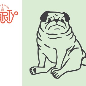 Grumpy Pug Design - dxf svg png eps - Digital Cut File - Direkt Nedladdning - T-shirt Grafik - Utskrivbar Grafik - Klipp Fil - Kul - Hund