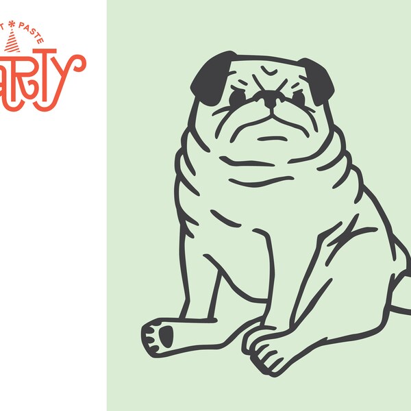 Grumpy Mops Design - dxf svg png eps - Digital Cut Datei - Instant Download - T-Shirt Grafik - druckbare Grafik - Cut File - Fun - Hund