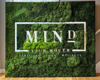 Custom Moss Logo Sign: Preserved Plant Wall Art for Business