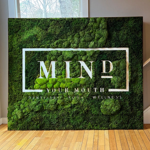 Customize Mixed Moss Logo - Branded Moss Wall - Plant Business Logo - Moss Logo