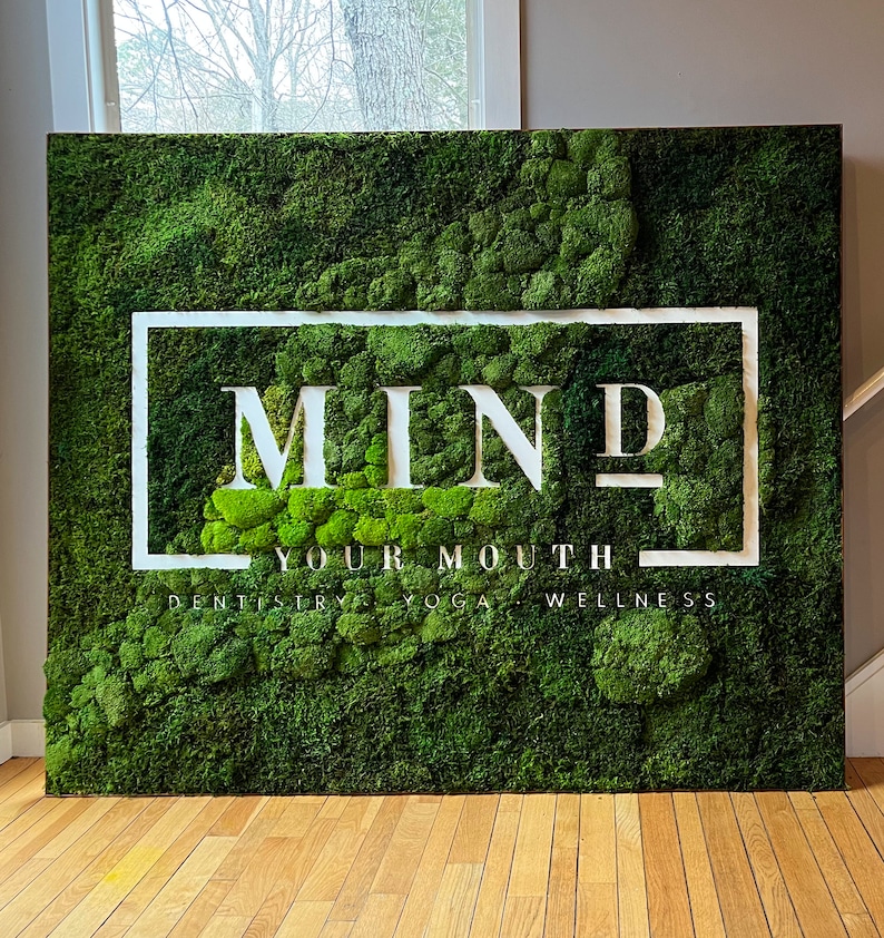 Customize Mixed Moss Logo Branded Moss Wall Plant Business Logo Moss Logo image 1