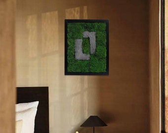Irregular-shaped rectangular stone Wabi-sabi Moss Wall Art