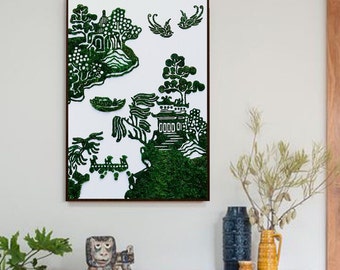 Chinese Paper Cutting Art West Lake Oriental Moss Wall Art