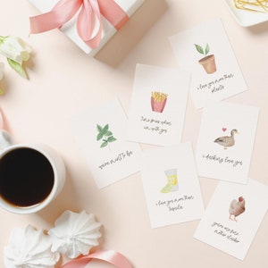Conjunto de mini cartão de dia dos namorados para impressão | Animais fofos e punny | Trocadilhos de comida de aniversário | Pacote de minicartões do Dia de Galentine | Pacote de cartas com trocadilhos de plantas