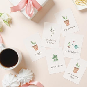 Ensemble de mini-cartes imprimables pour la Saint-Valentin | Plantes mignonnes de Punny | Jeux de mots anniversaire | Lot de cartes d'herbes aromatiques Galentine's Day | Jeu de cartes Jardin