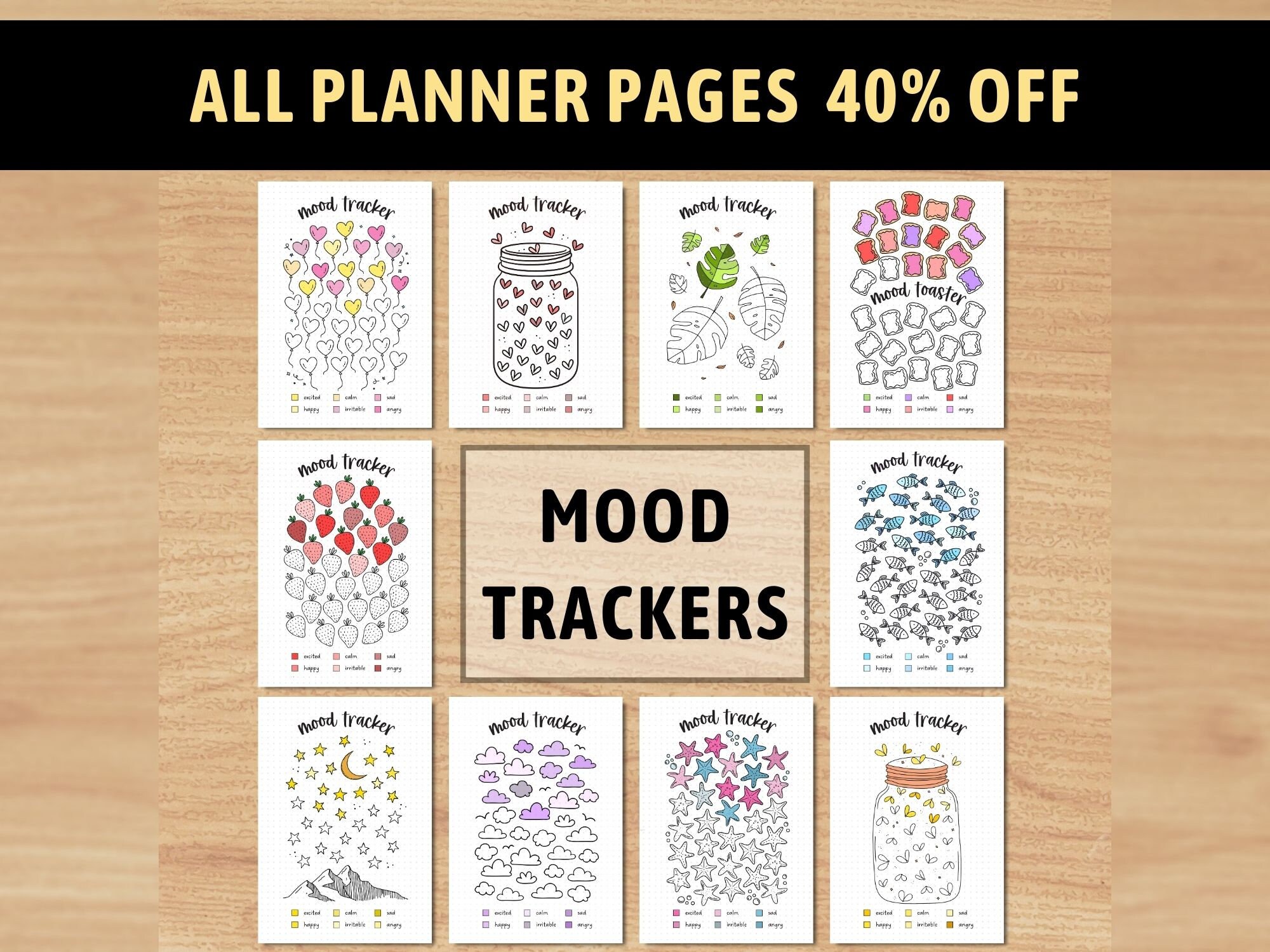 Mood Tracker BUNDLE A5 Journal Page Daily Tracker Set Printable Tracker ...