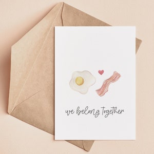 Carte imprimable | Nous appartenons ensemble | Jolie carte d'anniversaire | Carte de Saint-Valentin drôle | carte romantique | ufs bacon | Carte gourmande de la Galentine
