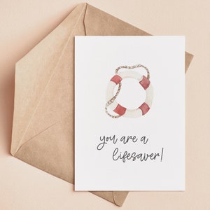 Carte imprimable | Vous êtes une bouée de sauvetage | Appréciation de l'amitié | Carte drôle pour thérapeute | Gratitude Reconnaissant | Carte de remerciement pour elle lui