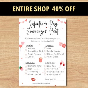 Galentine&#39;s Day Printable Game | Galentine Scavenger Hunt | Single Girls Night Game | Valentine Party Activity | Adult Group Treasure Hunt