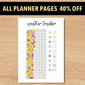 Weather Tracker | A5 Journal Page | Printable Tracker | Yearly Weather Tracker | Mood Tracker | Daily Tracker