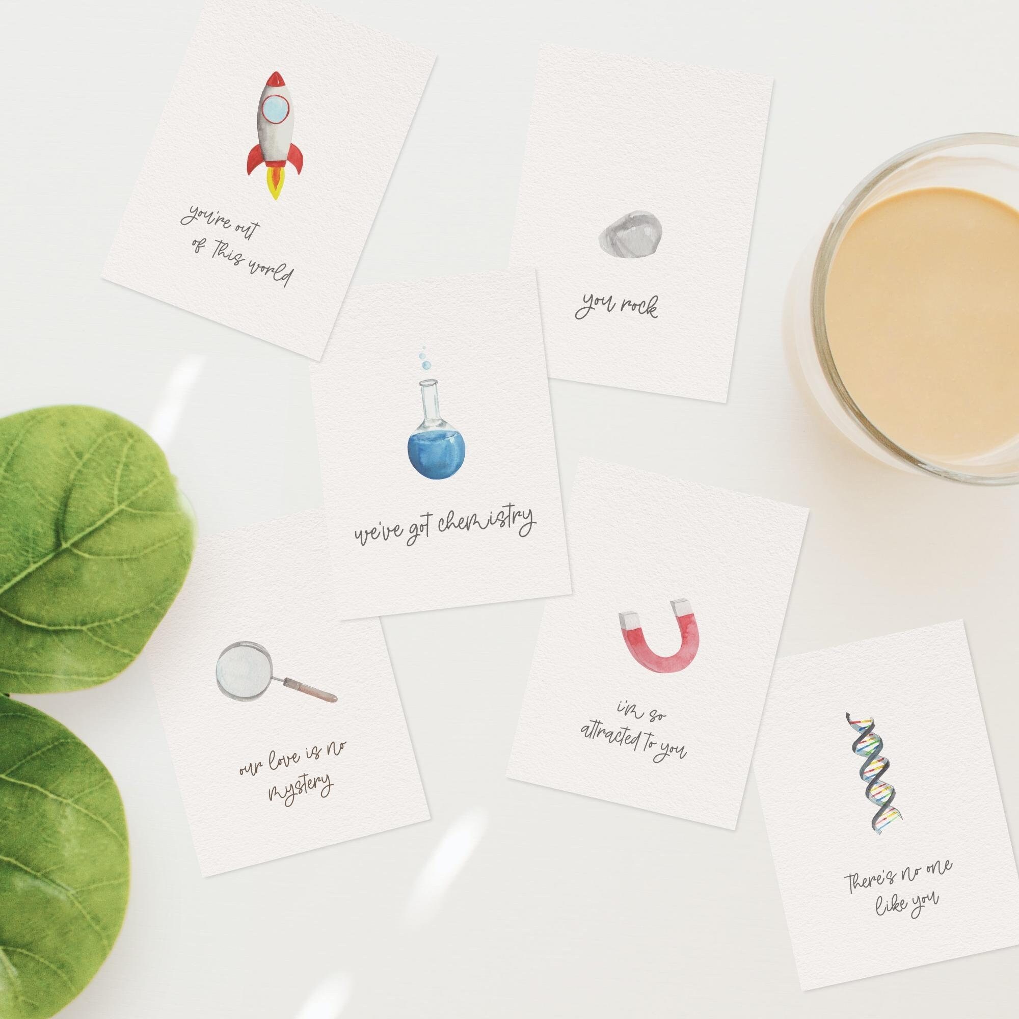 Printable Valentine Mini Card Set | Punny Science Kids Class Party ...