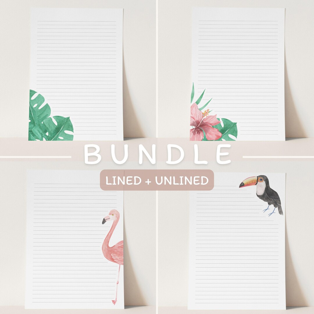 Printable Stationery Set | Tropical Paper | Lined Unlined | A4 + Letter ...