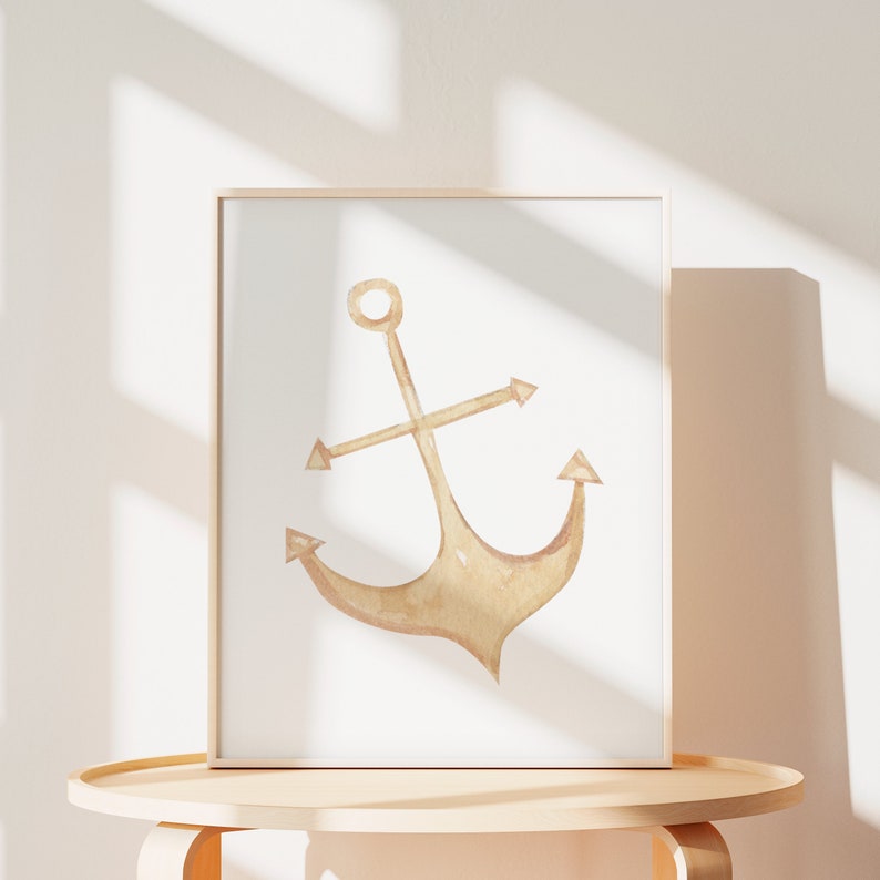 Printable Wall Art Boho Anchor Nautical Sailboat Decor Coastal Beach