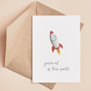 Tarjeta imprimible / Fuera de este mundo / Tarjeta del Día de los Padres Punny / Cumpleaños espacial / Tarjeta para niño / Rocket Ship Pun / Tarjeta de San Valentín divertida para él
