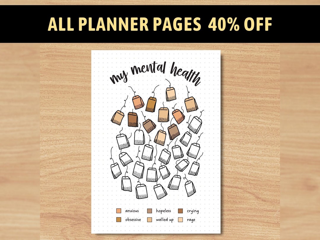 Tea Mental Health Tracker | A5 Journal Page | Printable Anxiety Log ...