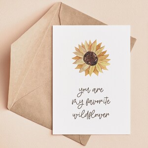 Druckbare Karte | Meine Lieblings-Wildblume | Muttertagskarte | Freundschaft Wertschätzung | Nur weil ich an dich denke | Sonnenblume Karte für Sie