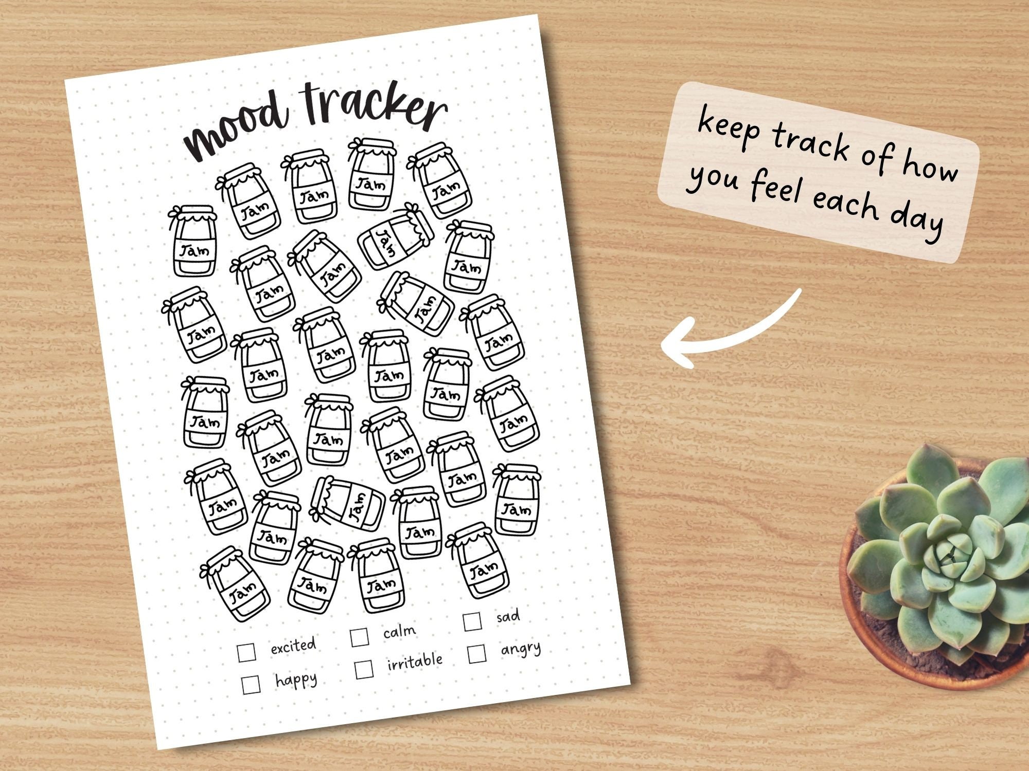 Jam Jar Mood Tracker | A5 Journal Page | Daily Tracker | Printable ...