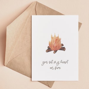 Printable Card | Funny Valentine's Day Card | Cute Anniversary Camping Pun | Punny Fire Birthday Card | Romantic Bonfire Card | Flirty Flame
