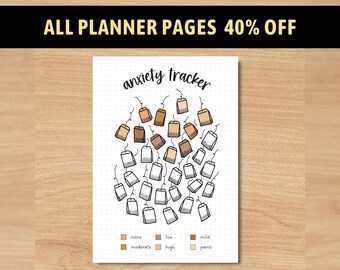 Tea Bag Anxiety Tracker | A5 Journal Page | Printable Stress Tracker | Monthly Habit Tracker | Daily Tea Mood Tracker | Yearly Emotions Log