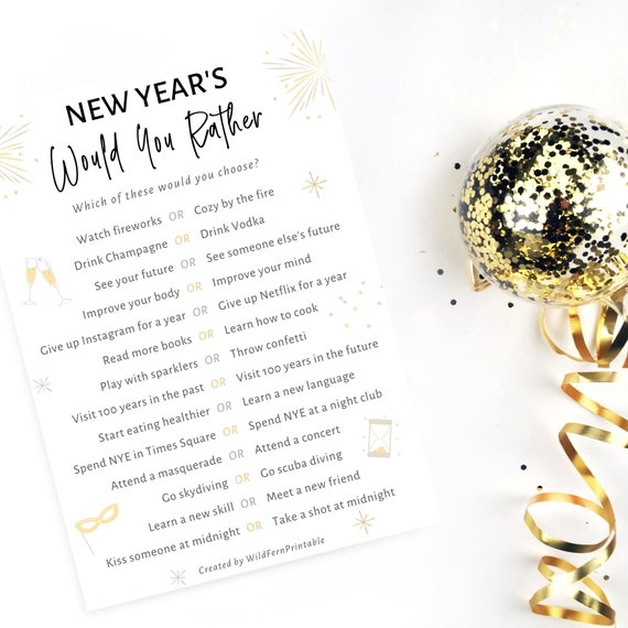 New Years Would You Rather Game Printable New Year's Eve 