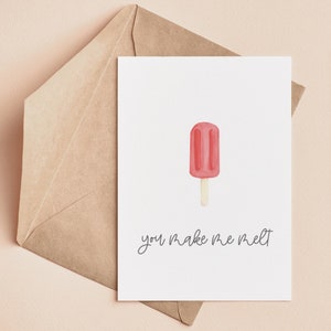 Carte imprimable | Popsicle Punny mignon | Jeu de mots drôle d'amour de nourriture d'anniversaire | Flirty Valentine Card pour lui sa femme mari copain copine