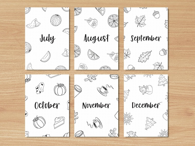 12 Monthly Cover Pages A5 Journal Monthly Title Page Template Monthly ...